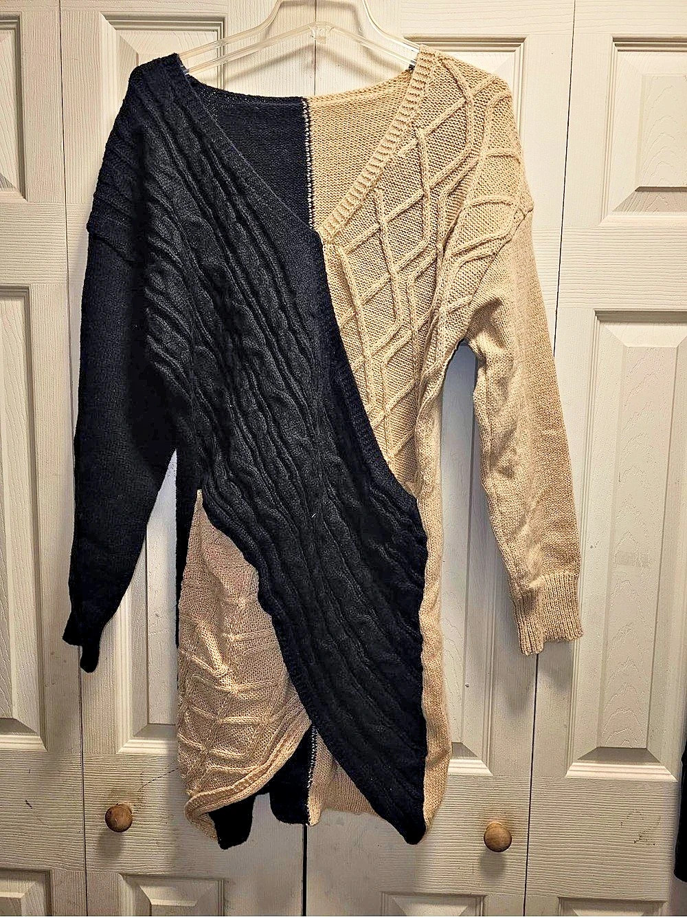 Color Block Sweater in Black & Tan